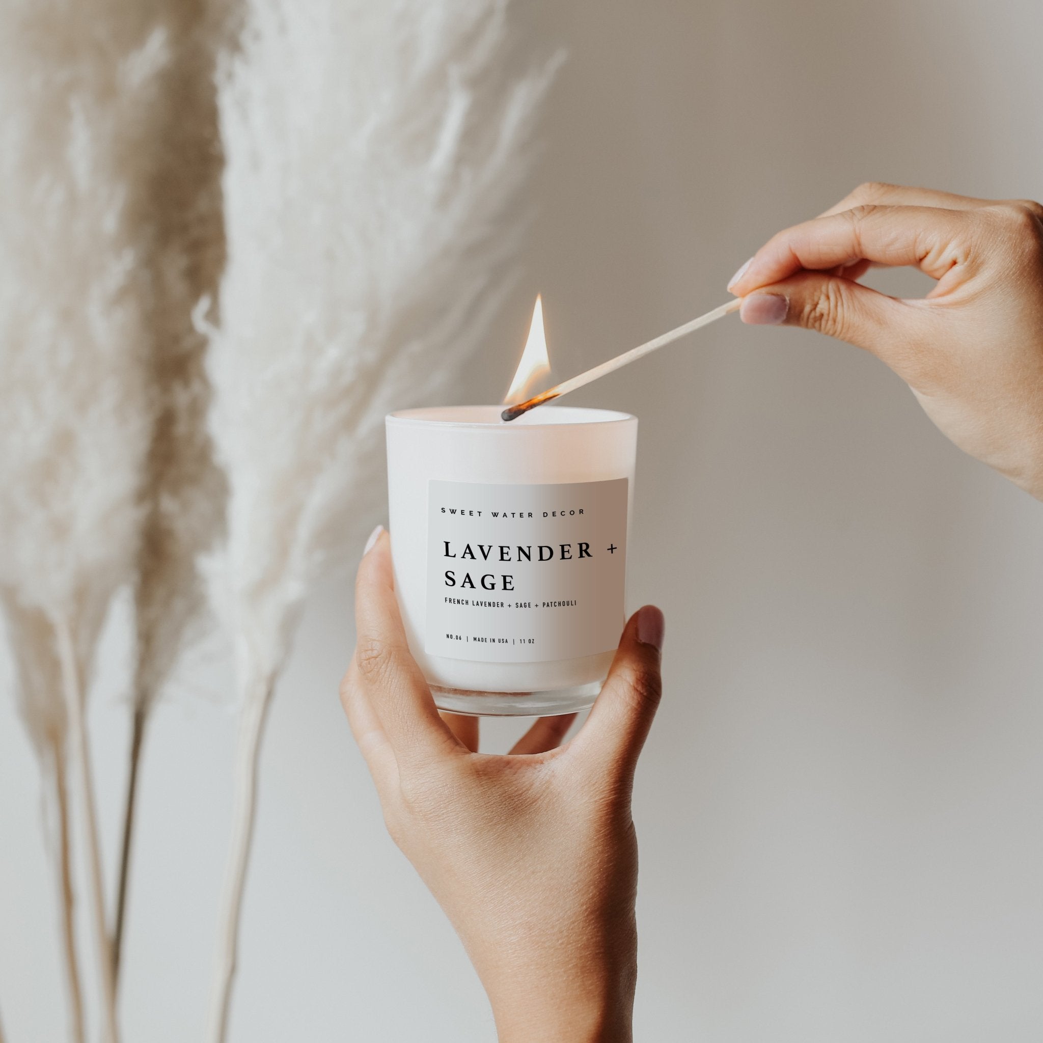 LAVENDER AND SAGE SOY CANDLE - WHITE JAR - 11 OZ