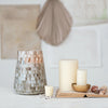 GLASS MOSAIC CANDLE HOLDER/VASE, ANTIQUE PEWTER FINISH