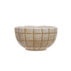 STONEWARE BOWL W/ WAX RELIEF GRID PATTERN, REACTIVE GLAZE (EACH WILL VARY)