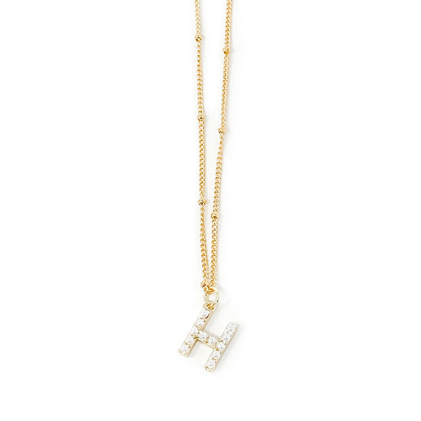 18" NON-TARNISH BEADED CHAIN WITH PEARL INITIAL
