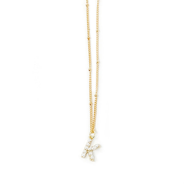 18" NON-TARNISH BEADED CHAIN WITH PEARL INITIAL