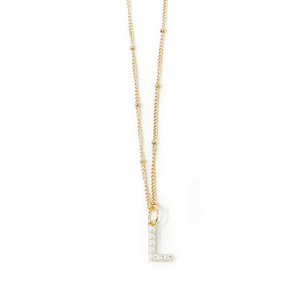 18" NON-TARNISH BEADED CHAIN WITH PEARL INITIAL