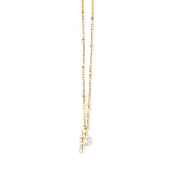 18" NON-TARNISH BEADED CHAIN WITH PEARL INITIAL