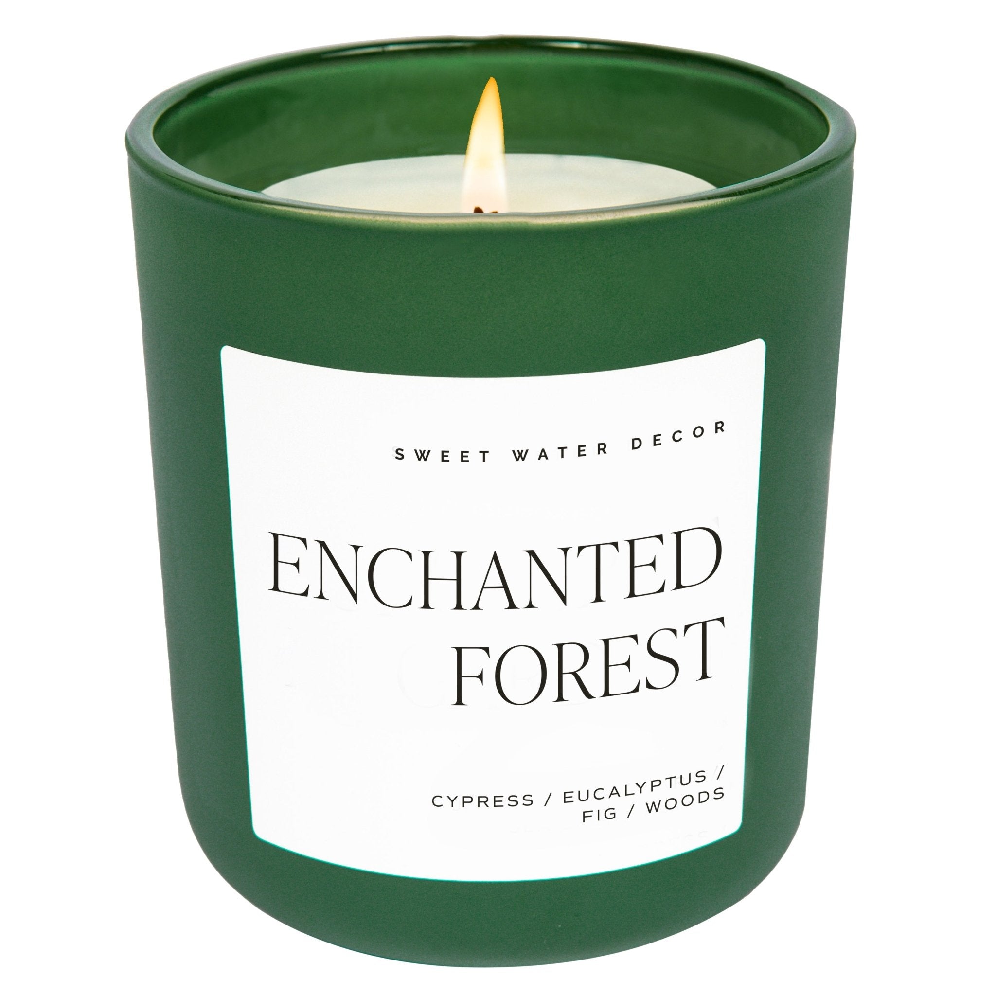 ENCHANTED FOREST SOY CANDLE - GREEN MATTE JAR - 15 OZ (CYPRESS AND FIG)