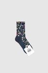 WOMEN'S CREW HARGA GARDEN FLOWER SOCKS-NAVY