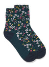 WOMEN'S CREW HARGA GARDEN FLOWER SOCKS-NAVY