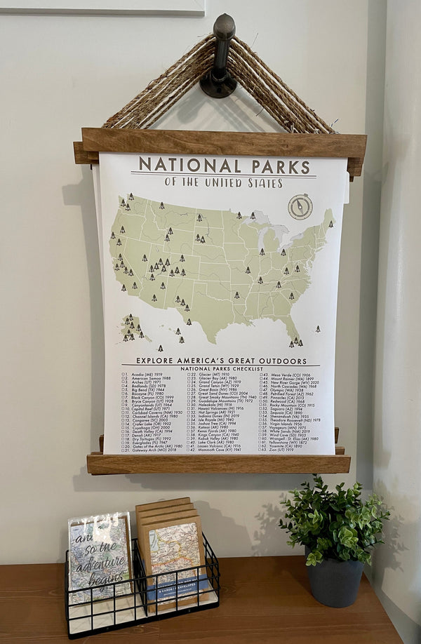 18X24 FRAMED CANVAS NATIONAL PARKS CHECKLIST
