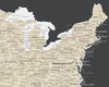USA MAP POSTER - CHARCOAL GREY