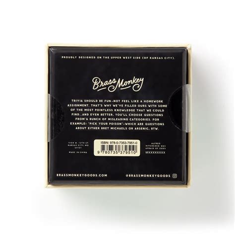 Black box with text and a barcode on a white background