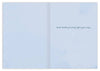 Open book with a light blue cover displaying text on a white background