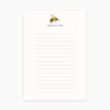 A white notepad with a lined design and a bee illustration at the top, titled 'Busy as a bee'.