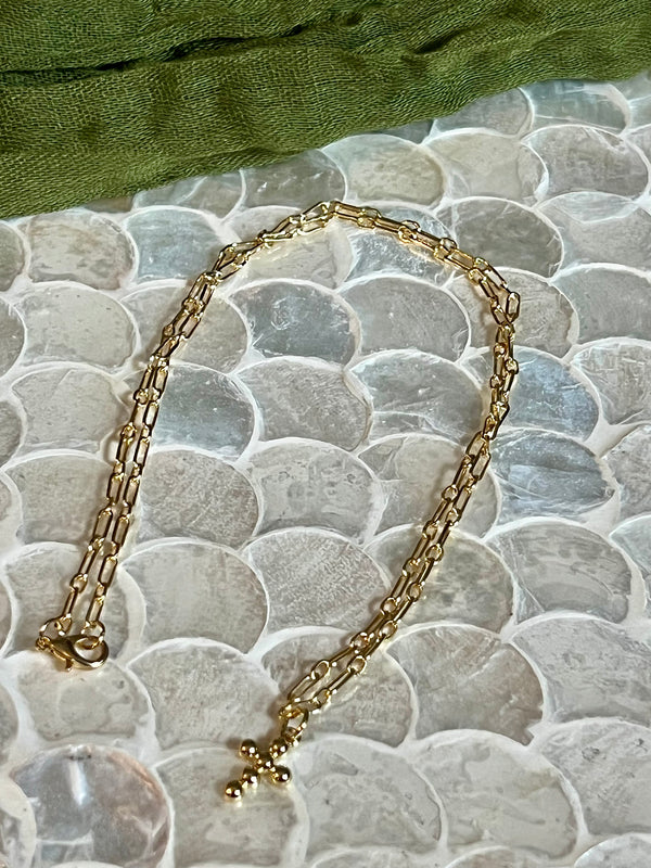 DOTTED CROSS PAPERCLIP CHAIN NECKLACE CBK