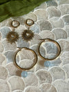 AMAZONITE SOLID GOLD HOOP EARRINGS CBK