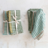 WOVEN LINEN NAPKINS, AQUA GINGHAM, SET OF 4