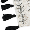 SALE-BLACK WHITE 18" COTTON PRINTED TUFTED PILLOW WITH TASSELS