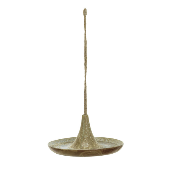 Stoneware Bird Feeder w/ Jute Hanger (Each One Will Vary)