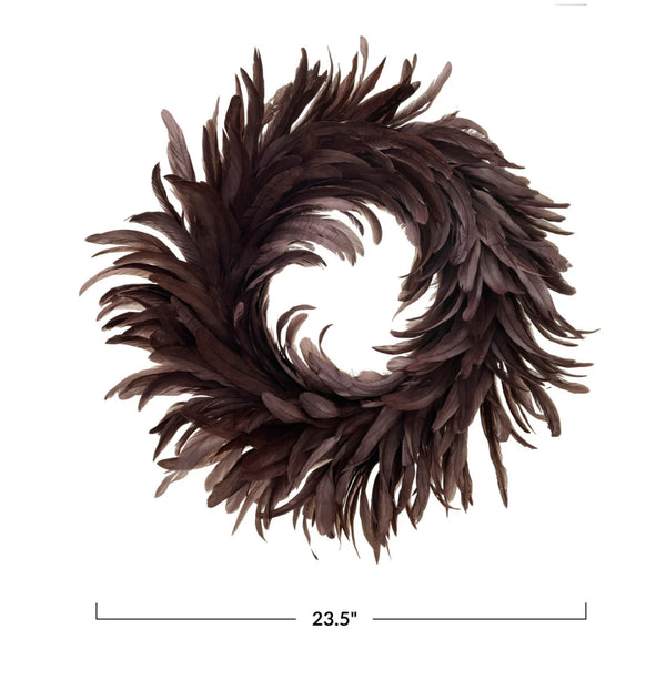 FEATHER WREATH, BURGUNDY