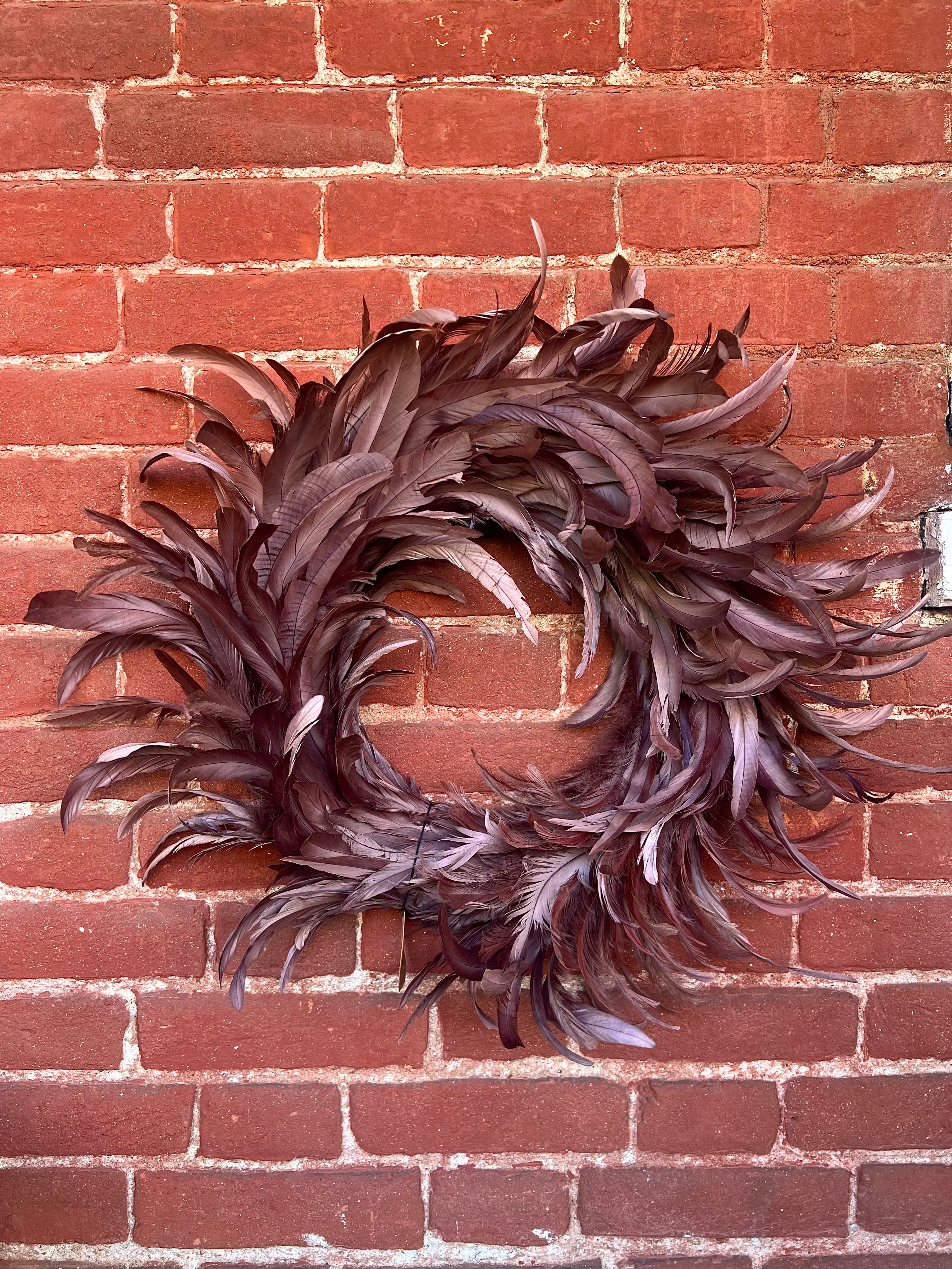 FEATHER WREATH, BURGUNDY