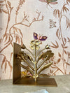 CAST IRON FLOWER SHAPED BOOKENDS, GOLD FINISH, SET OF2