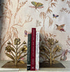 CAST IRON FLOWER SHAPED BOOKENDS, GOLD FINISH, SET OF2