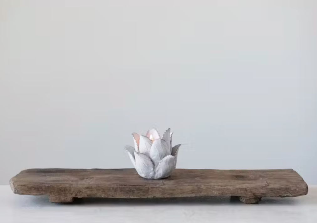 HANDMADE TERRACOTTA FLOWER TEALIGHT HOLDER