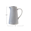 40 OZ. STONEWARE RIBBED PITCHER, REACTIVE GLAZE, LIGHT BLUE