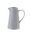 40 OZ. STONEWARE RIBBED PITCHER, REACTIVE GLAZE, LIGHT BLUE