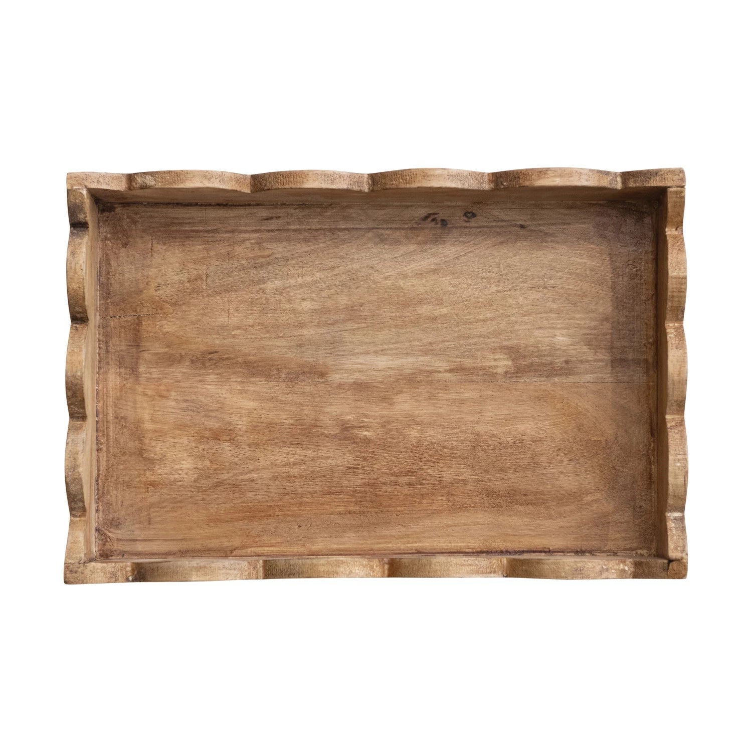 MANGO WOOD SCALLOPED TRAY, NATURAL