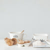 4 QUART STONEWARE BATTER BOWL W/ WAX RELIEF SAYING ©