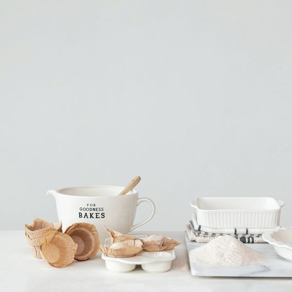 4 QUART STONEWARE BATTER BOWL W/ WAX RELIEF SAYING ©