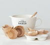 4 QUART STONEWARE BATTER BOWL W/ WAX RELIEF SAYING ©
