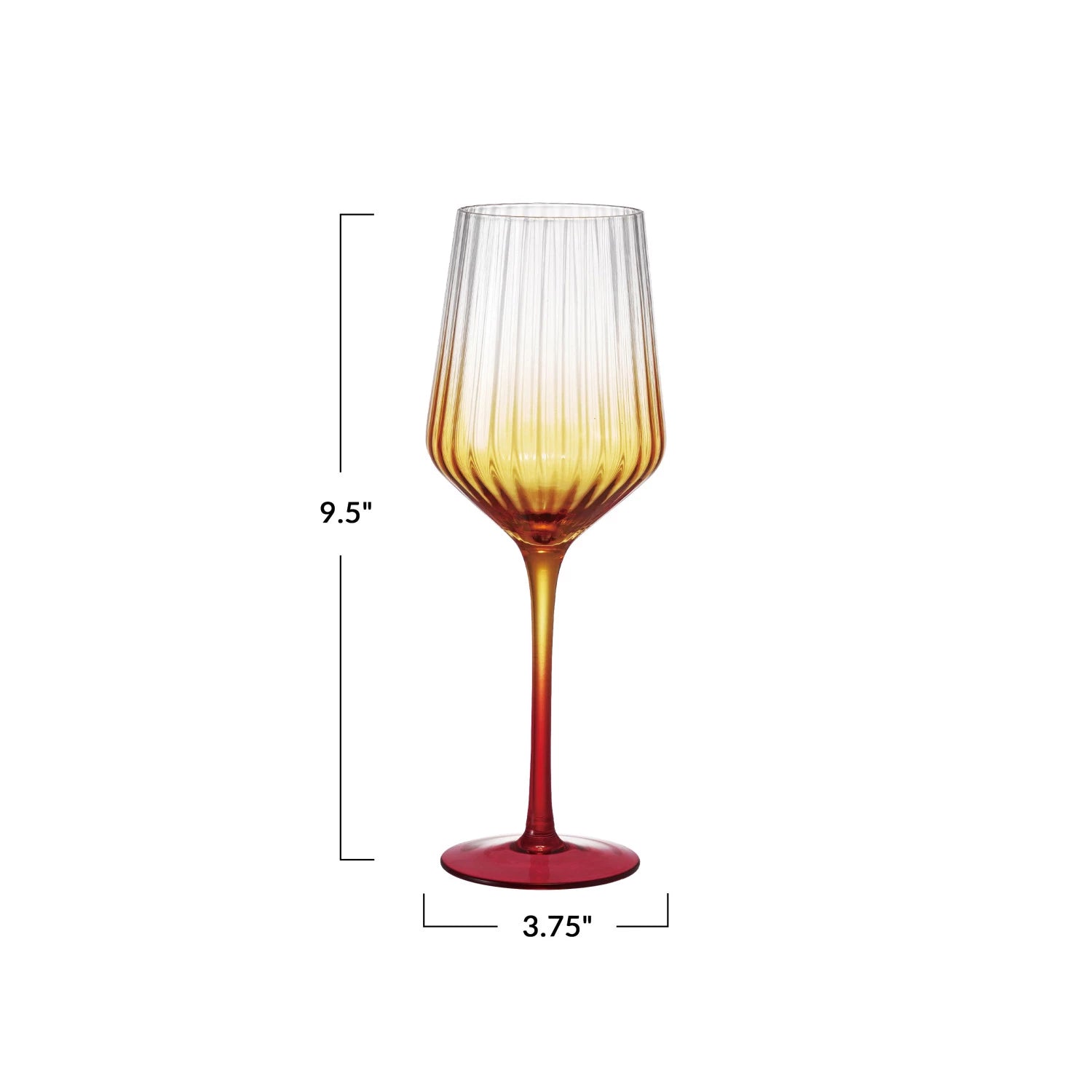 14 OZ. STEMMED FLUTED WINE GLASS, ORANGE COLOR OMBRE