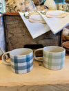HAND-PAINTED 12 OZ. STONEWARE SHEPARD CHECK MUG