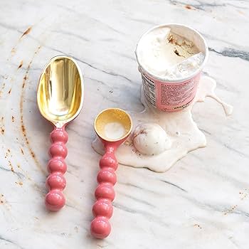 ENAMELED ALUMINUM SCOOP, RED & GOLD FINISH
