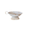 SCALLOPED PAINTED METAL TAPER HOLDER W/ HANDLE, DISTRESSED WHITE