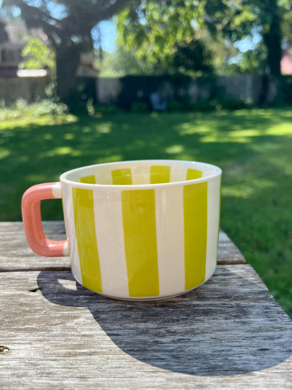HAND-PAINTED STRIPED 14OZ STRIPED MUG