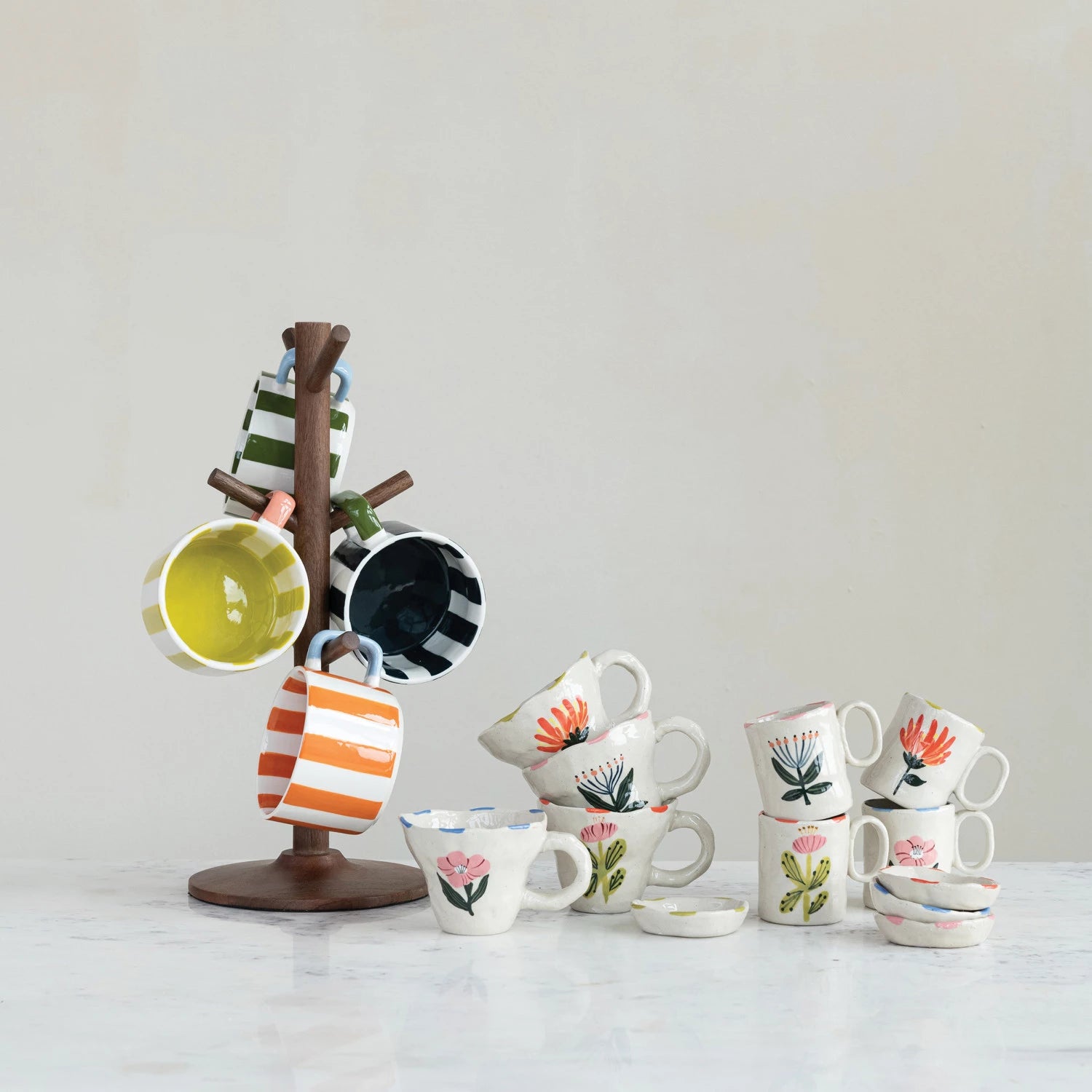 HAND-PAINTED STRIPED 14OZ STRIPED MUG