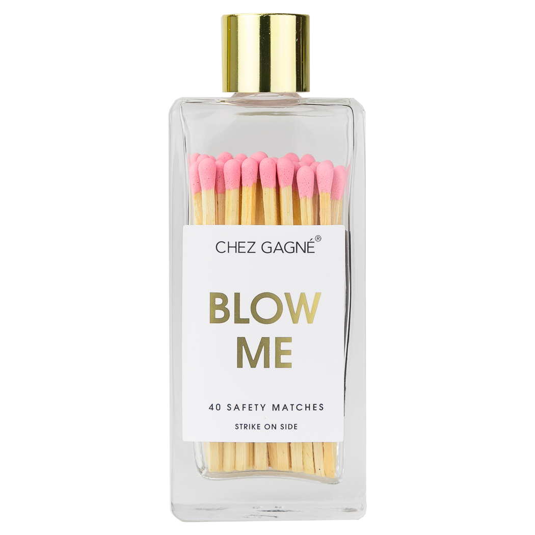 BLOW ME MATCHES - GLASS BOTTLE MATCHSTICKS PINK