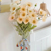 22'' SINGLE FLOCKED FLORAL POPPY SPRAY, COLORFUL SILK POPPIES: CHAMPAGNE