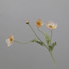 22'' SINGLE FLOCKED FLORAL POPPY SPRAY, COLORFUL SILK POPPIES: CHAMPAGNE