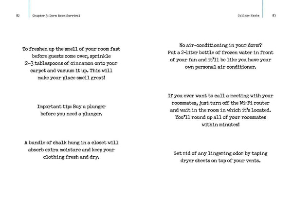 Text-based image of room management tips on a white background