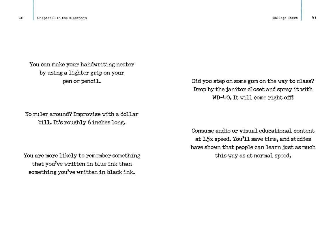 Text-based image with educational tips on handwriting and classroom behavior.