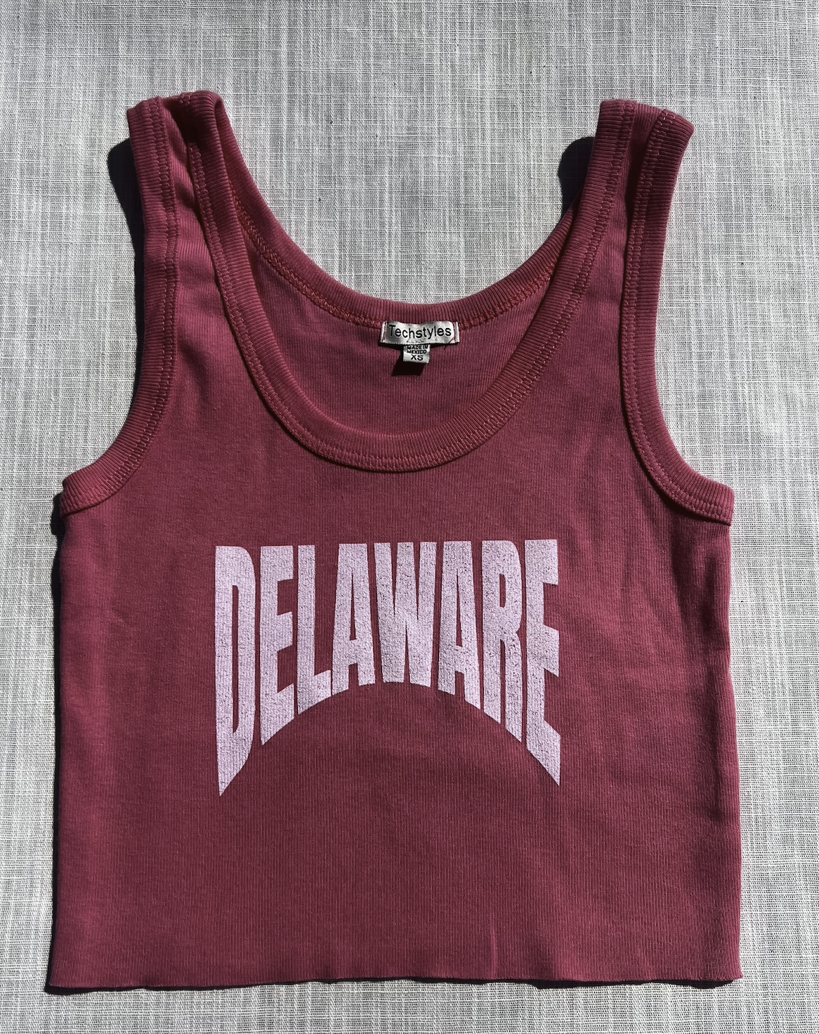 DELAWARE PRINT CROPPED RIBBED TANK