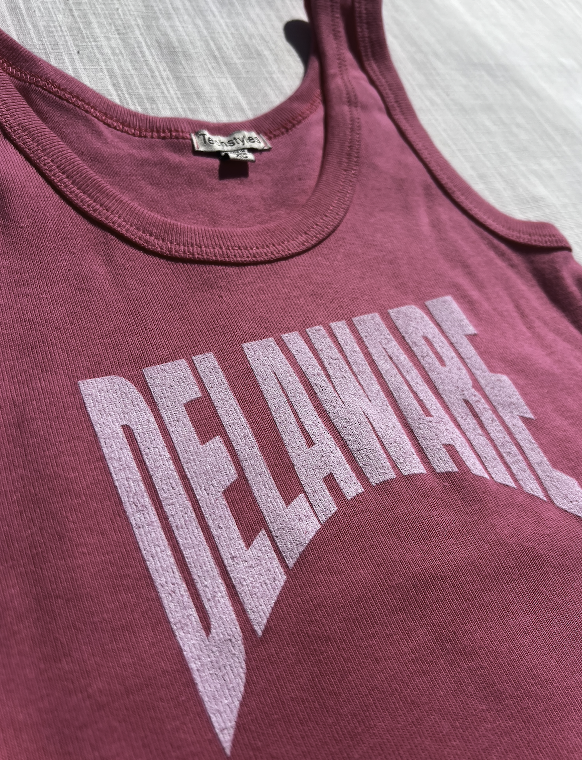 DELAWARE PRINT CROPPED RIBBED TANK