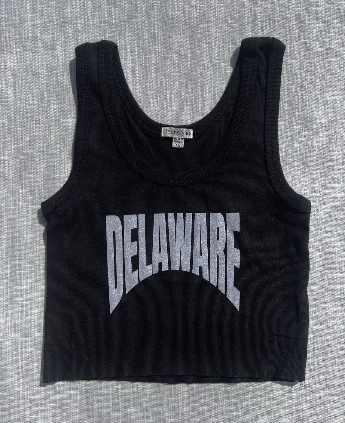 DELAWARE PRINT CROPPED RIBBED TANK