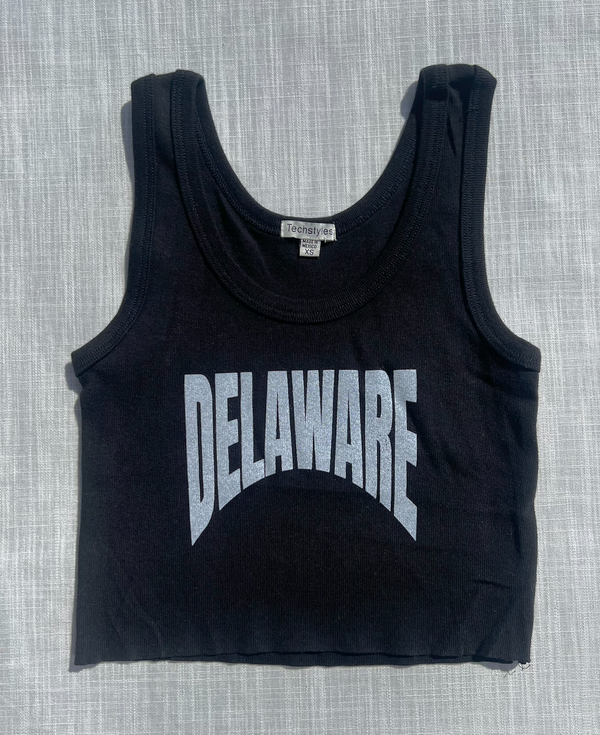 DELAWARE PRINT CROPPED RIBBED TANK