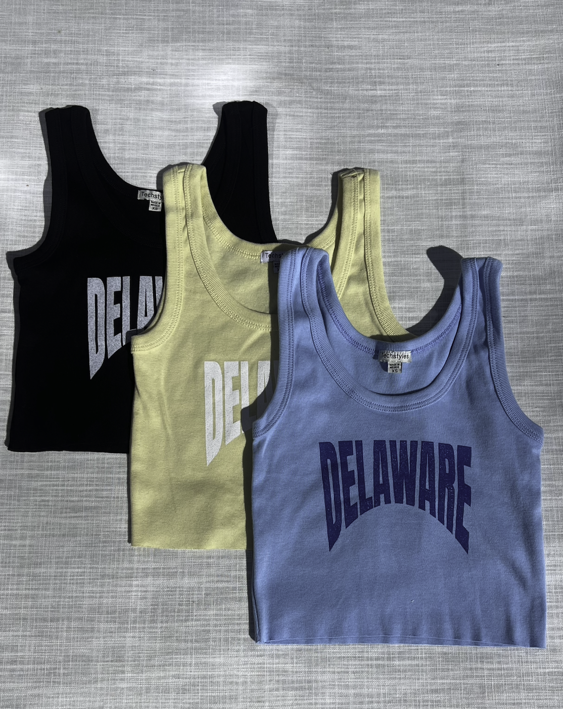 DELAWARE PRINT CROPPED RIBBED TANK