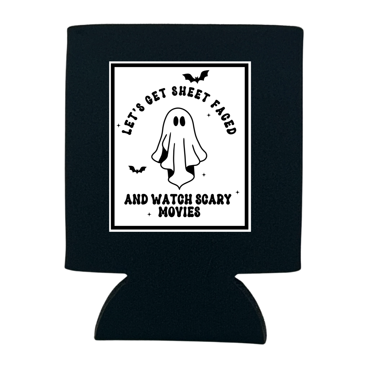LET'S GET SHEET FACED MOVIES HALLOWEEN / FALL CAN COOLER: BLACK / SLIM