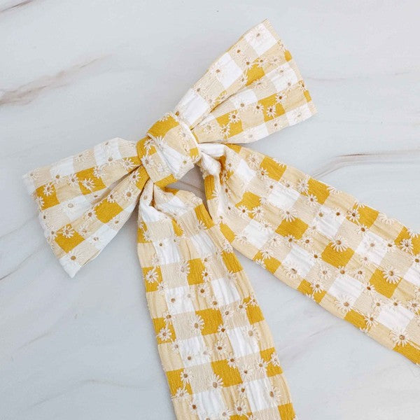 DAISY PICNIC GINGHAM BOW HAIR CLIP