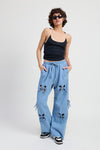 FRENCH TERRY PANTS WITH CUTOUT DETAIL